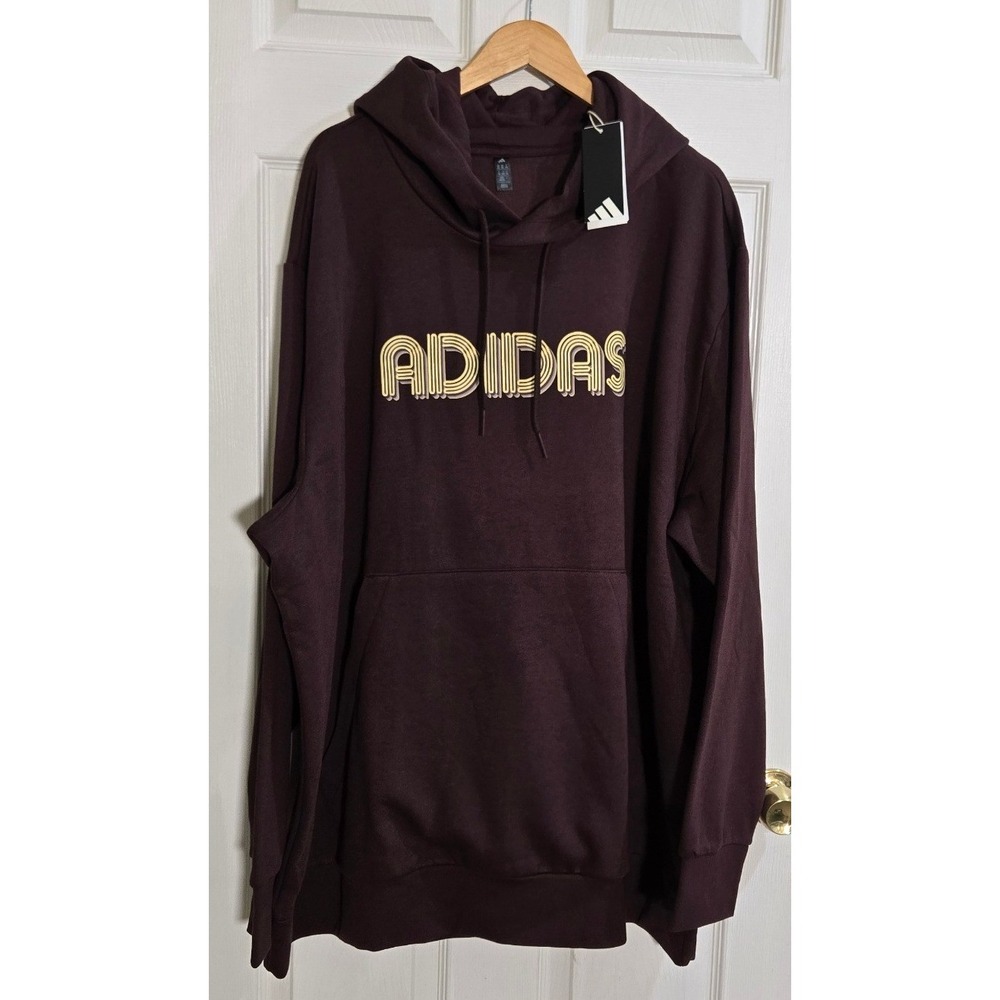 Adidas Mens M EVO LIN HD Hoodie Shadow Brown Fleece Sweatshirt 4XL KD4728